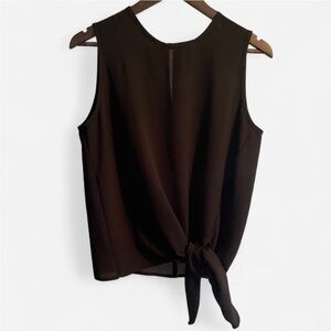 Black Sleeveless Front Tie Knot Blouse Juniors Medium